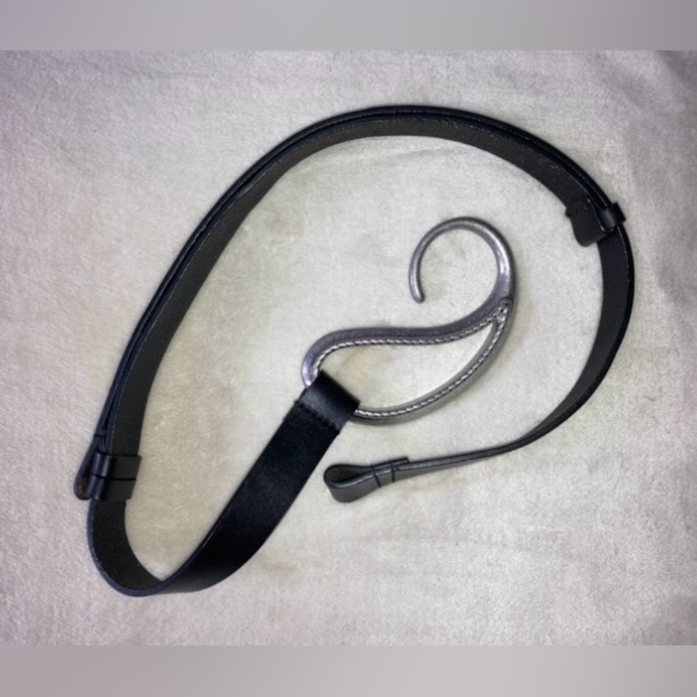 UNIQUE Genuine leather adjustable western paisley buckle Chico’s belt, black - Picture 2 of 5